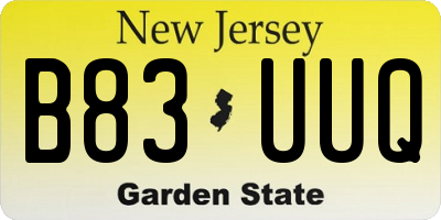 NJ license plate B83UUQ