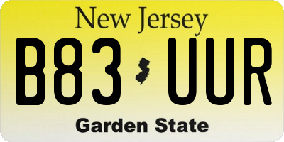 NJ license plate B83UUR