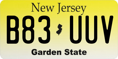 NJ license plate B83UUV