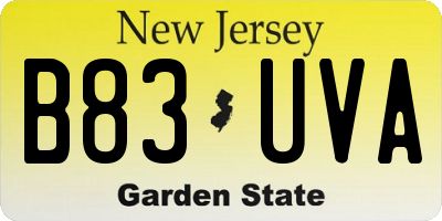 NJ license plate B83UVA