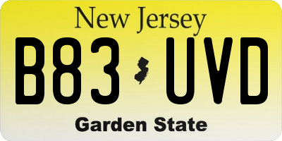 NJ license plate B83UVD