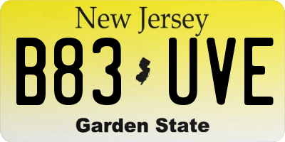 NJ license plate B83UVE