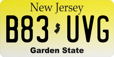 NJ license plate B83UVG