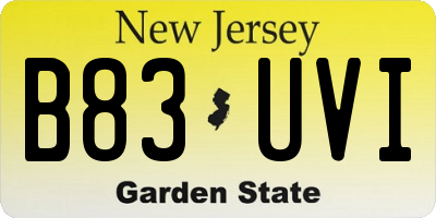 NJ license plate B83UVI