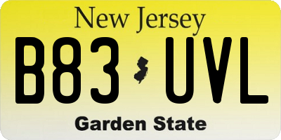 NJ license plate B83UVL