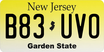 NJ license plate B83UVO