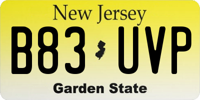 NJ license plate B83UVP