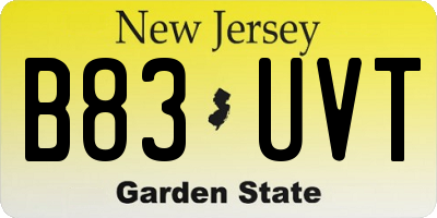 NJ license plate B83UVT