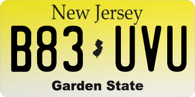 NJ license plate B83UVU