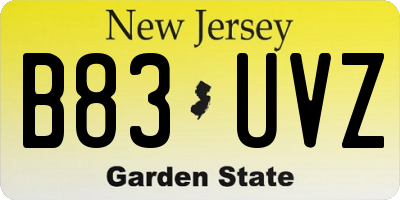 NJ license plate B83UVZ