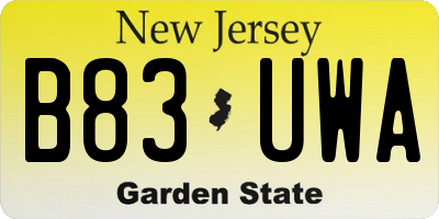 NJ license plate B83UWA
