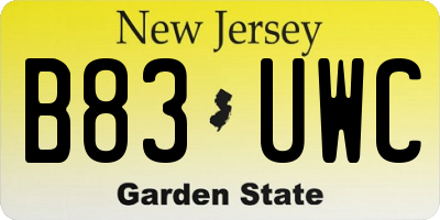 NJ license plate B83UWC