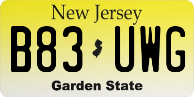 NJ license plate B83UWG