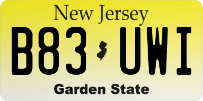 NJ license plate B83UWI