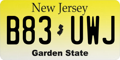NJ license plate B83UWJ
