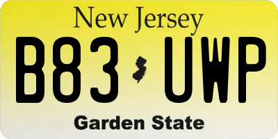 NJ license plate B83UWP