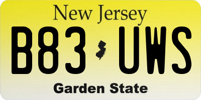 NJ license plate B83UWS