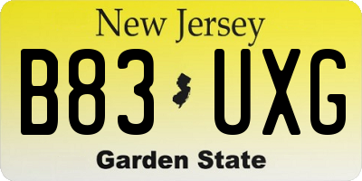 NJ license plate B83UXG