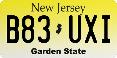 NJ license plate B83UXI