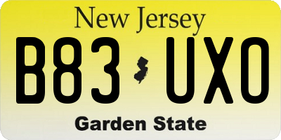 NJ license plate B83UXO