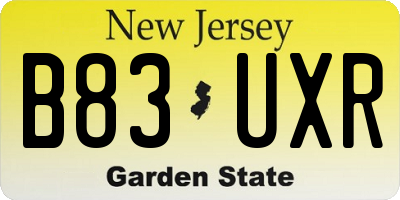 NJ license plate B83UXR