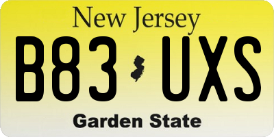 NJ license plate B83UXS