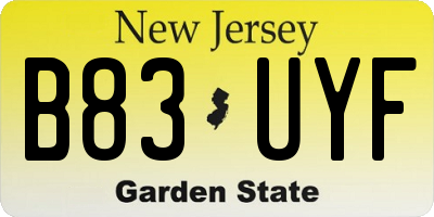 NJ license plate B83UYF
