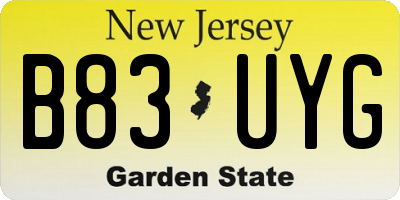 NJ license plate B83UYG