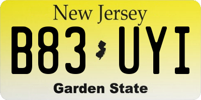 NJ license plate B83UYI