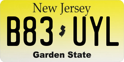 NJ license plate B83UYL