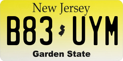 NJ license plate B83UYM