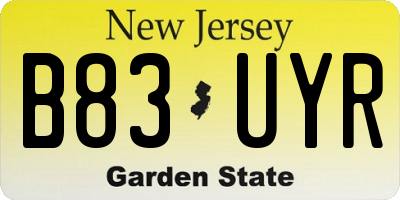 NJ license plate B83UYR