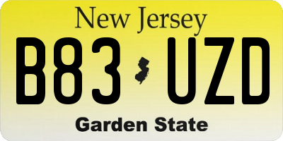 NJ license plate B83UZD
