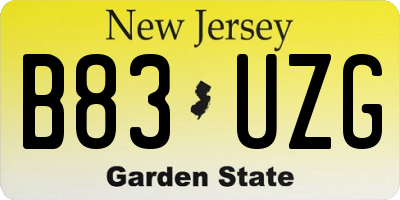 NJ license plate B83UZG