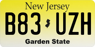 NJ license plate B83UZH
