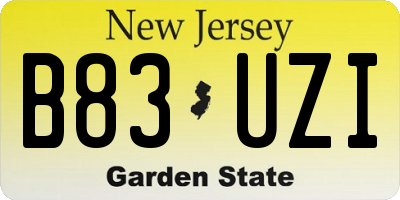 NJ license plate B83UZI