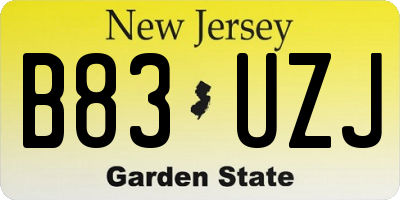 NJ license plate B83UZJ