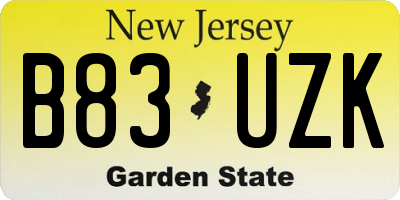NJ license plate B83UZK