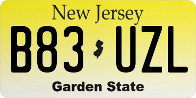 NJ license plate B83UZL