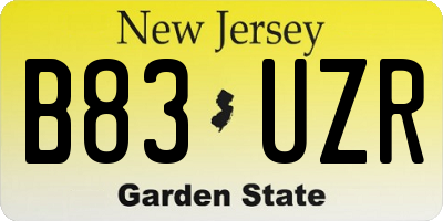 NJ license plate B83UZR