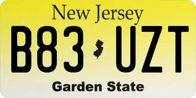 NJ license plate B83UZT