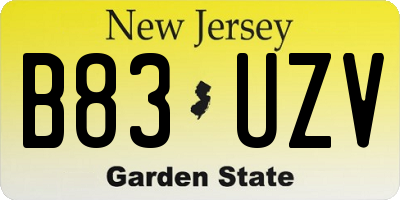NJ license plate B83UZV