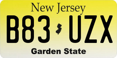 NJ license plate B83UZX