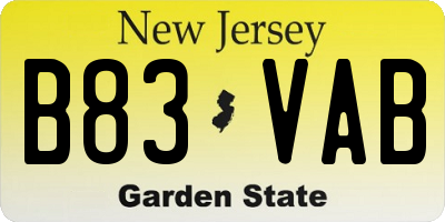 NJ license plate B83VAB