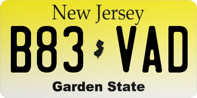 NJ license plate B83VAD
