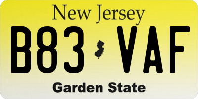 NJ license plate B83VAF