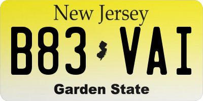 NJ license plate B83VAI