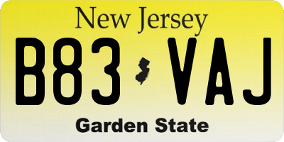 NJ license plate B83VAJ
