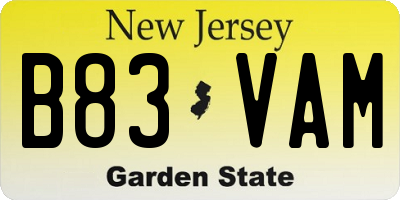 NJ license plate B83VAM