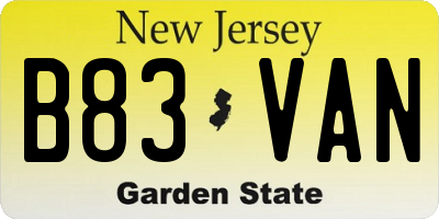 NJ license plate B83VAN